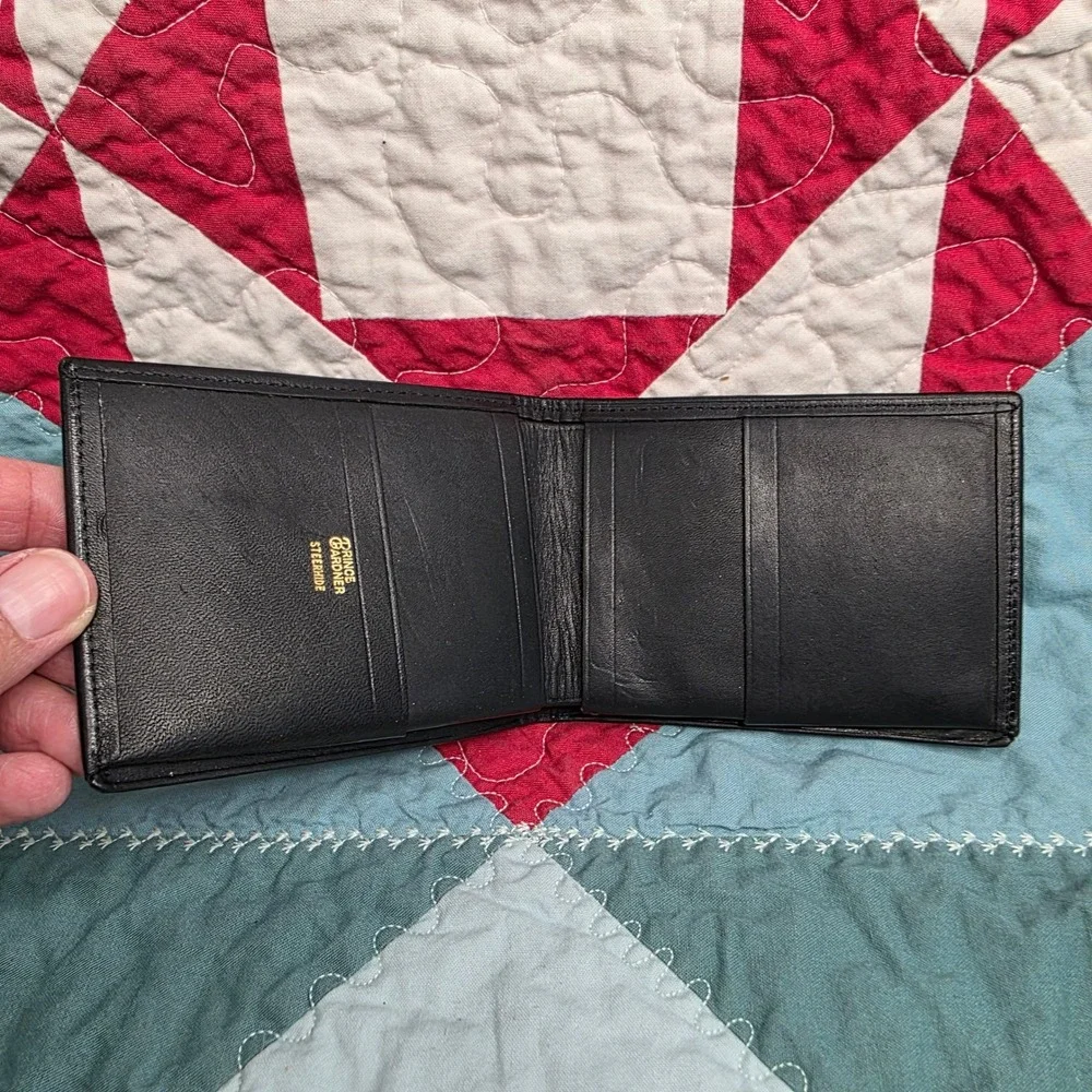Prince Gardner Black Steerhide Leather Bifold Wallet Mens Accessory Classic